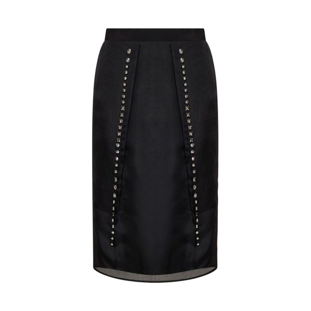 Stella Mccartney Women Black Crystal-Embellished Silk Organza Midi Skirt